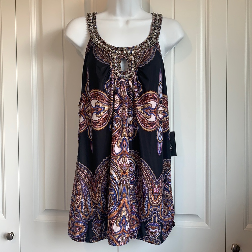 INC International Concepts Halter Top Plus Size XXL Embellished Bead/Rhinestone